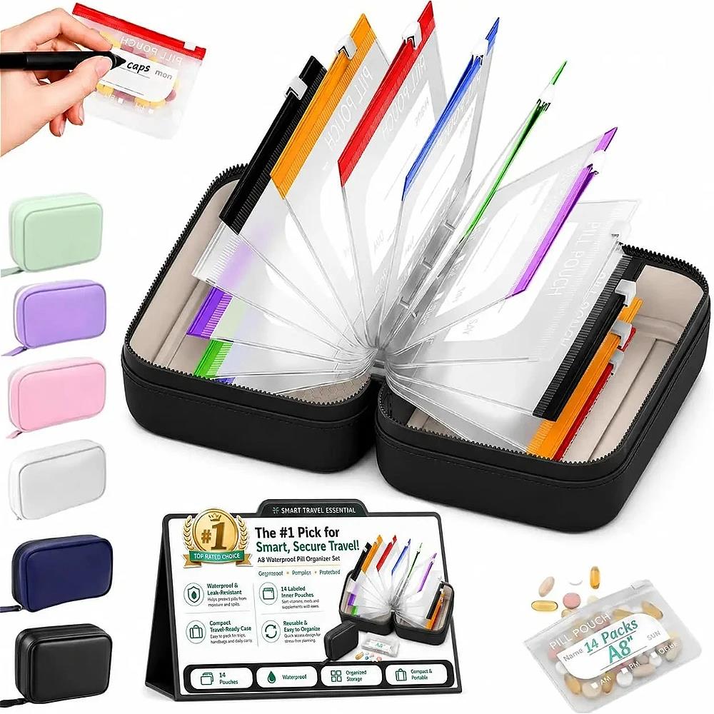Handbags - 7/14Pouch Weekly Pill Organizer Waterproof A8