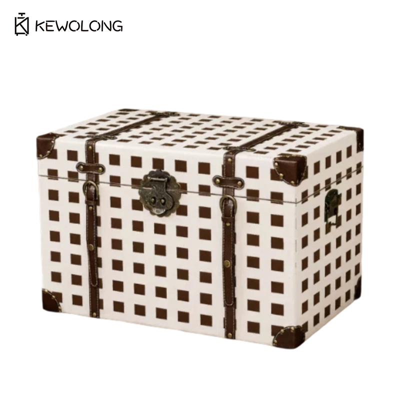 Vintage Plaid Print Wooden Sto - đánh giá và giá Retro Vintage Trunk Suitcase