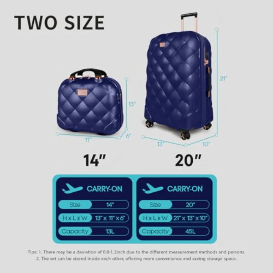 2-Piece Set 14/20in Carry On L - đánh giá và giá Expandable Hard Shell Luggage Set